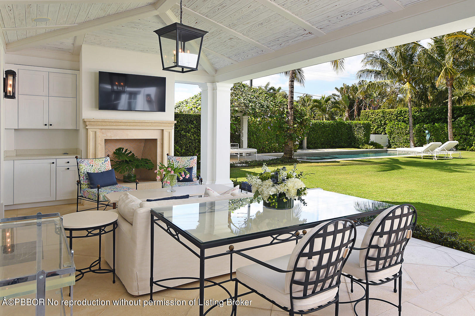 304 Garden Road Palm Beach, FL 33480 - Photo 24 of 25 Loggia with Fireplace