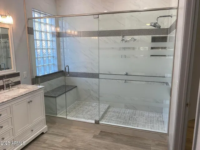 a bathroom with a shower