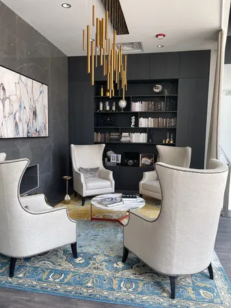 a living room with furniture and a couch