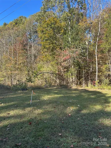 a backyard of a building with trees