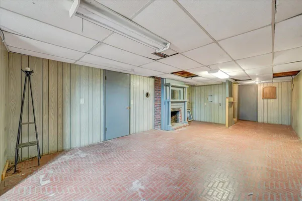 a view of hallway with a large window