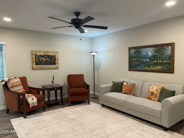 a living room with furniture