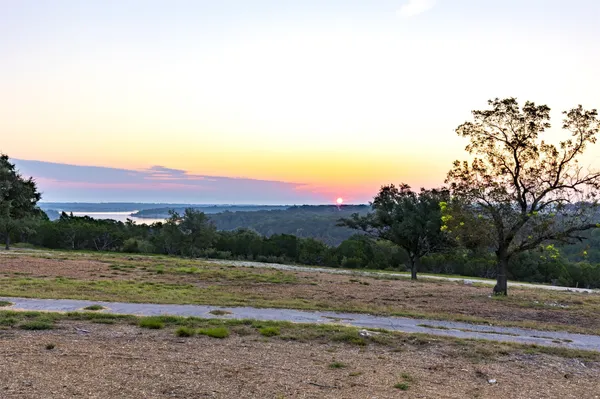a view of a lake with a mountain in the background