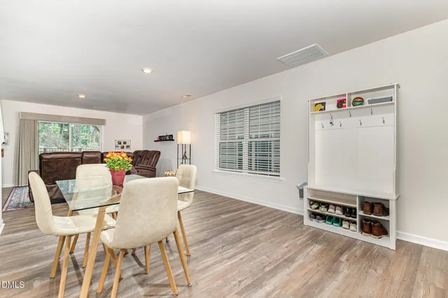 a hallway with a wooden floor