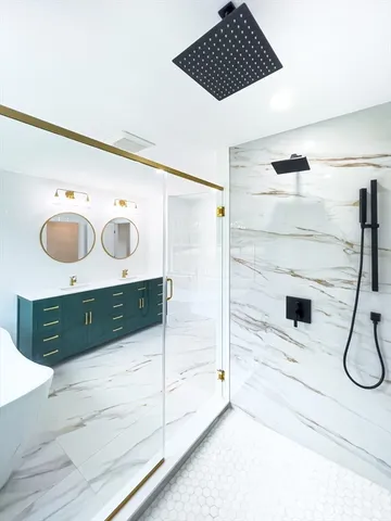 a bathroom with a shower