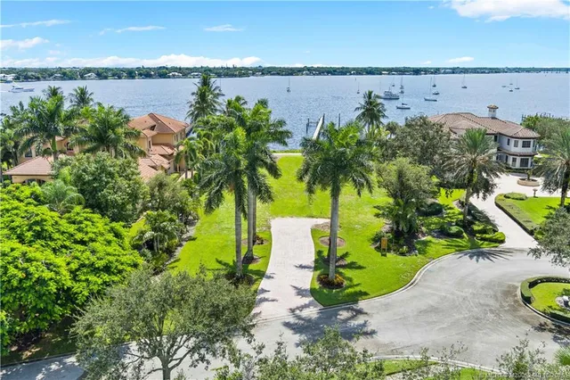 a view of a lake with a building in the back