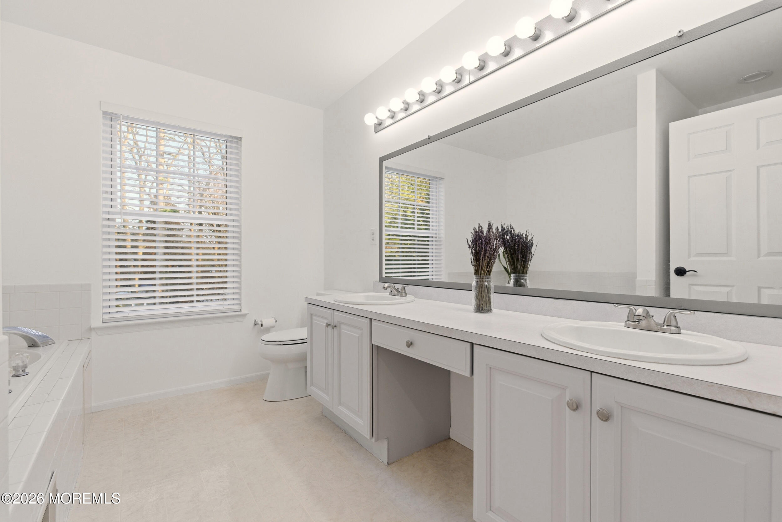 3 Arrowhead Circle Jackson, NJ 08527 - Photo 21 of 34 a bathroom with a double vanity sink a toilet and a window