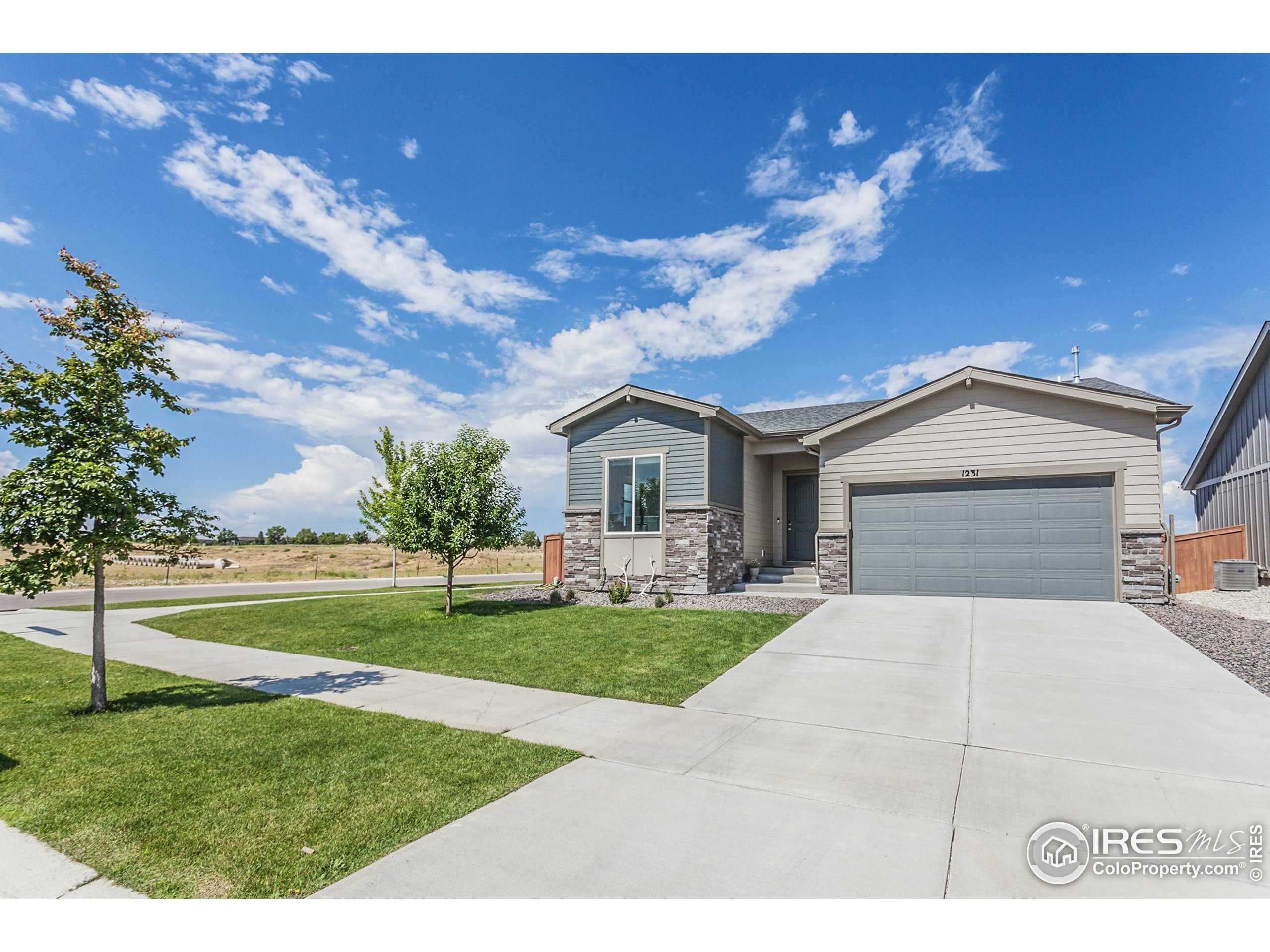 1231 105th Avenue Greeley, CO 80634 - Photo 2 of 43 a front view of a house with garden and patio