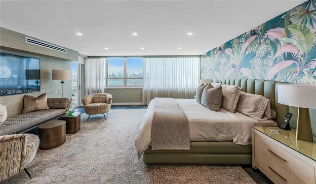 a living room with furniture and a couch