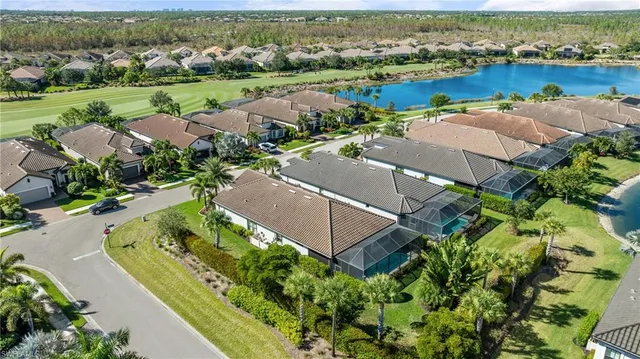 an aerial view of a house with a garden