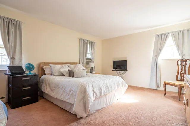 a bedroom with a bed and a television