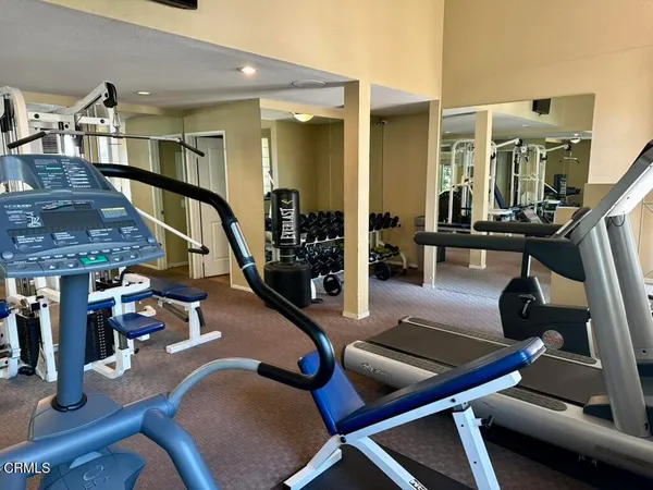 a room with gym equipment
