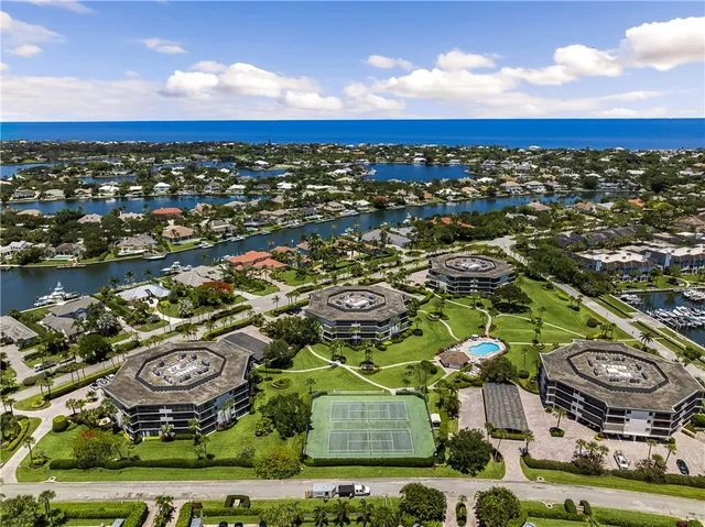 an aerial view of residential building with outdoor space