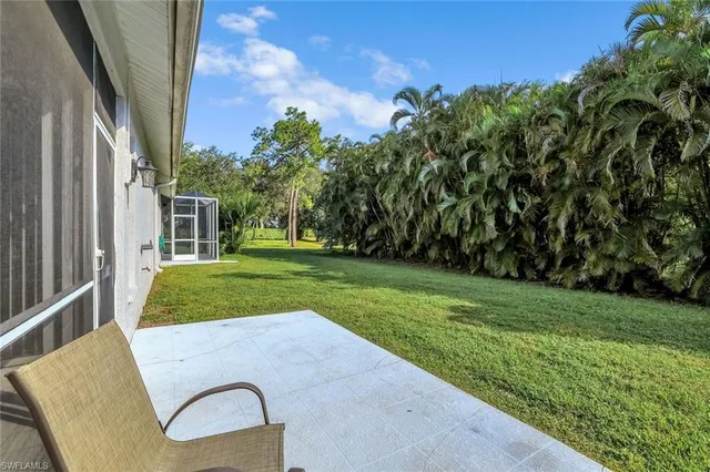a view of backyard with trampoline