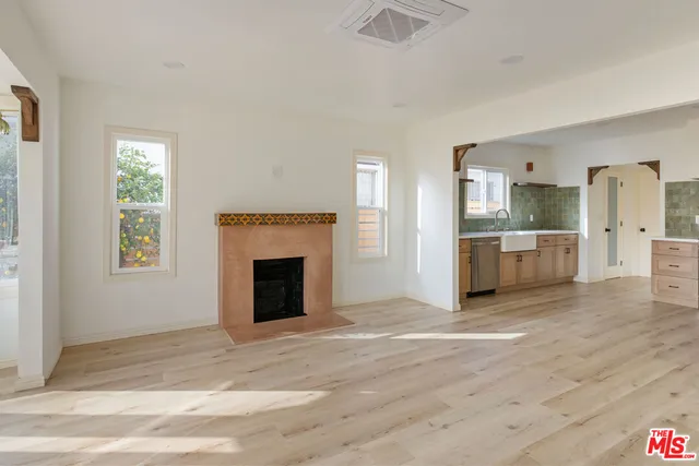 a view of a livingroom with a fireplace
