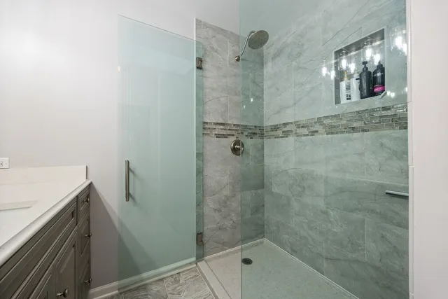 a bathroom with a shower