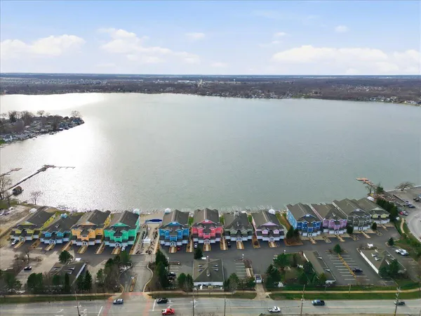 an aerial view of multiple house