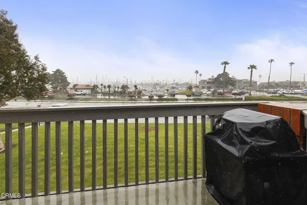 a view of a city skyline from a balcony