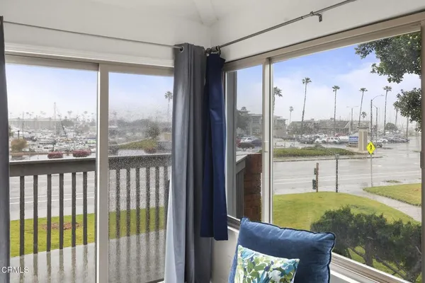 a view of a porch with furniture