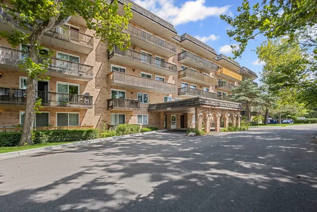 a view of a building with a street