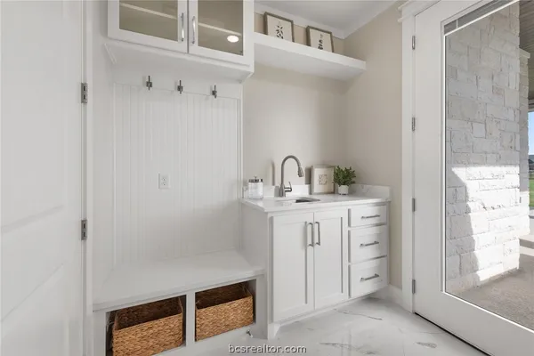 a room with washing machine