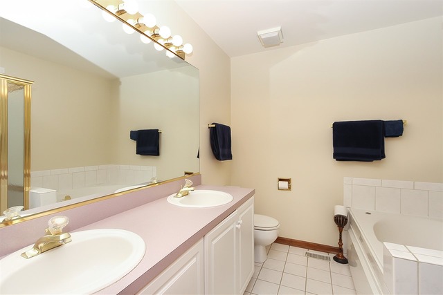 1230 Coldspring Road, Unit 1230 Elgin, IL 60120 - Photo 15 of 21 a bathroom with a sink a toilet a mirror and vanity