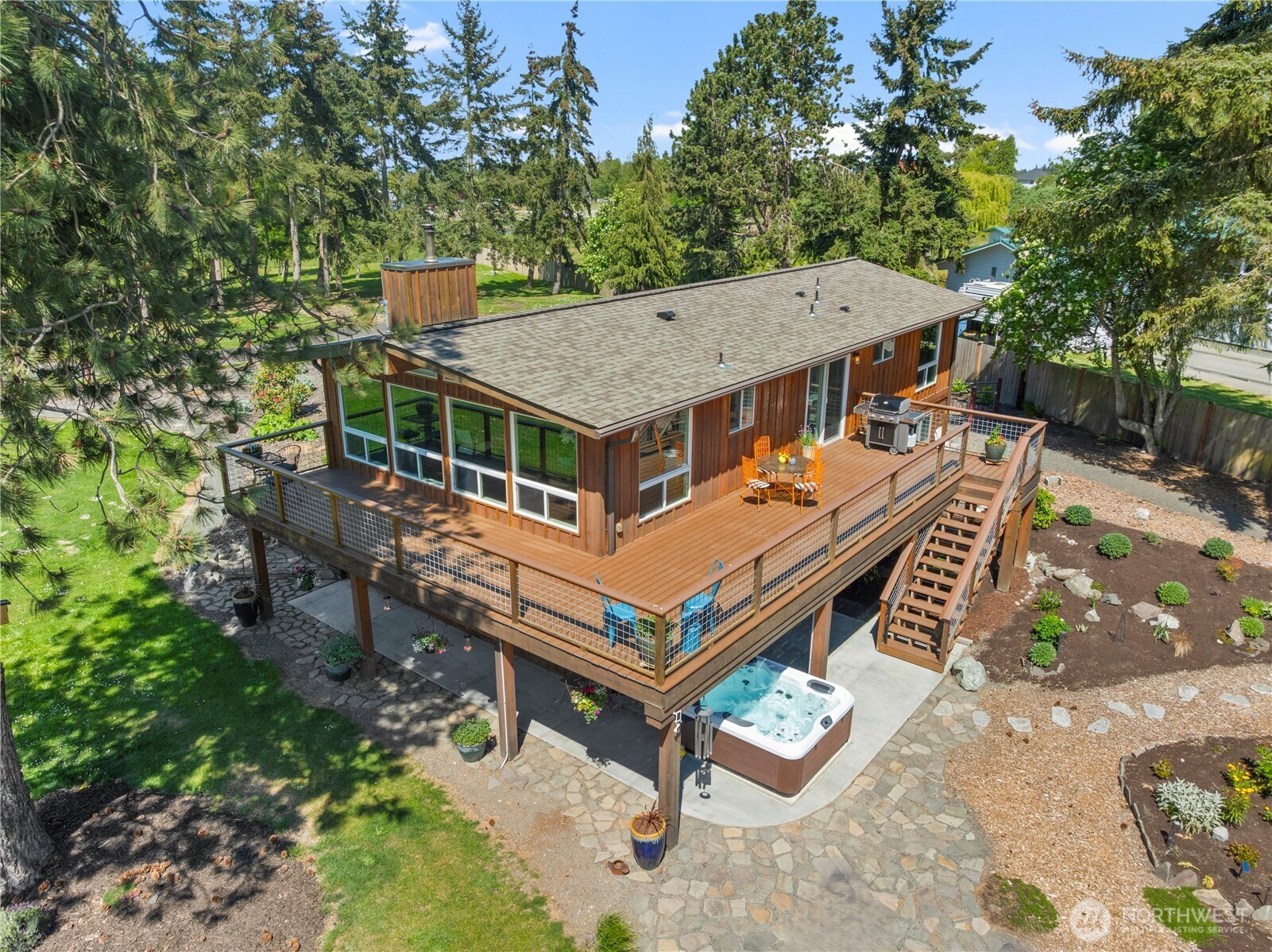 734 Shore Road Port Angeles, WA 98362 - Photo 36 of 40 an aerial view of a house with balcony and a trees