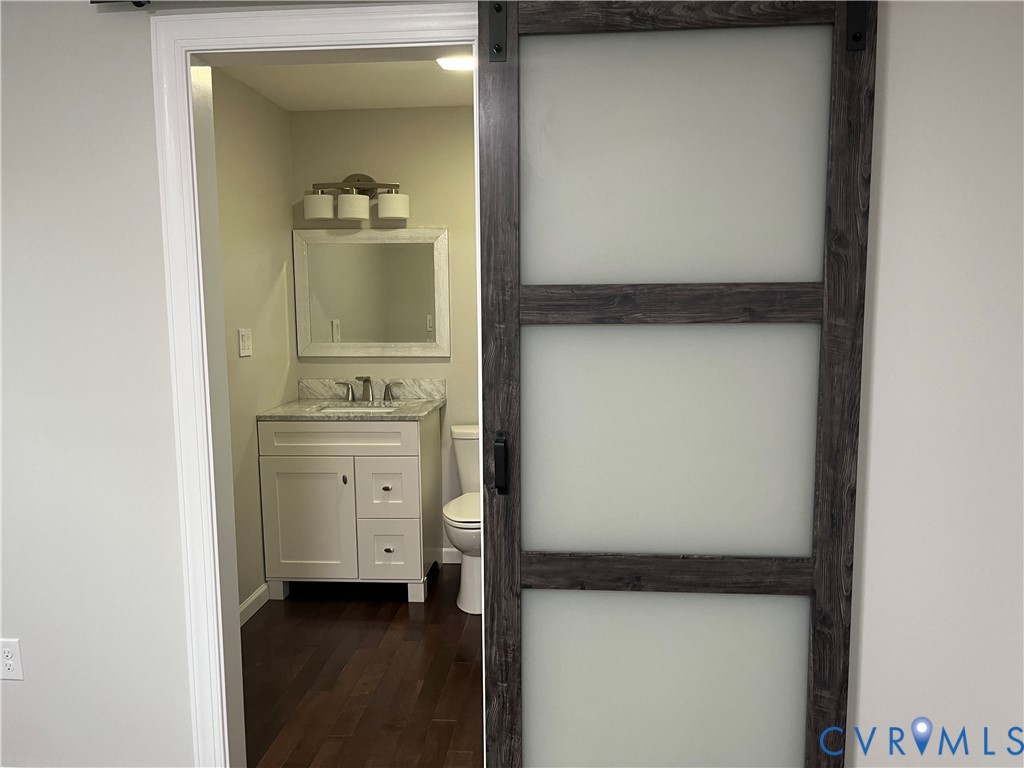 3074 Rocky Ford Road Crewe, VA 23930 - Photo 24 of 48 Sliding barn door with frosted glass panels, white