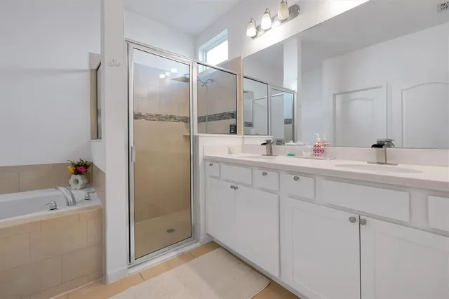 a bathroom with a shower and a sink