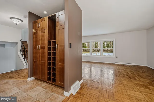 a view of a bathroom with a bathtub