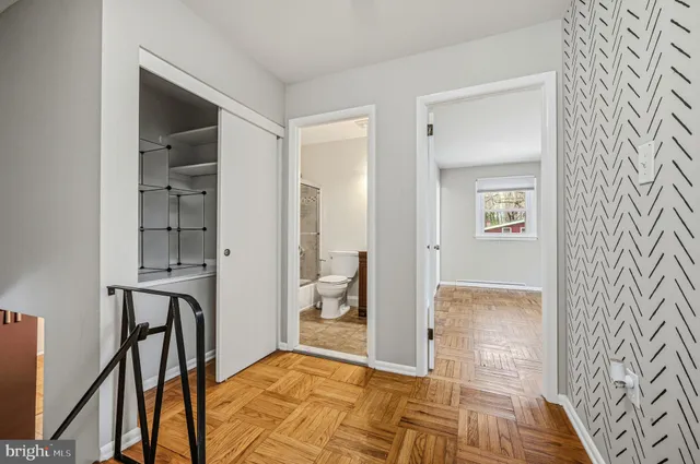 wooden floor with a mirror