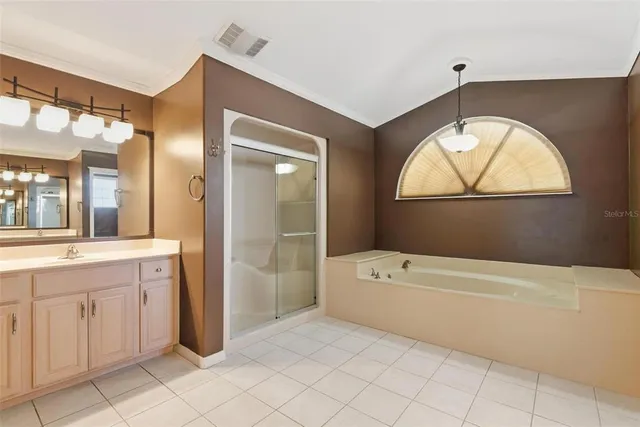 a bathroom with a sink a mirror and a shower