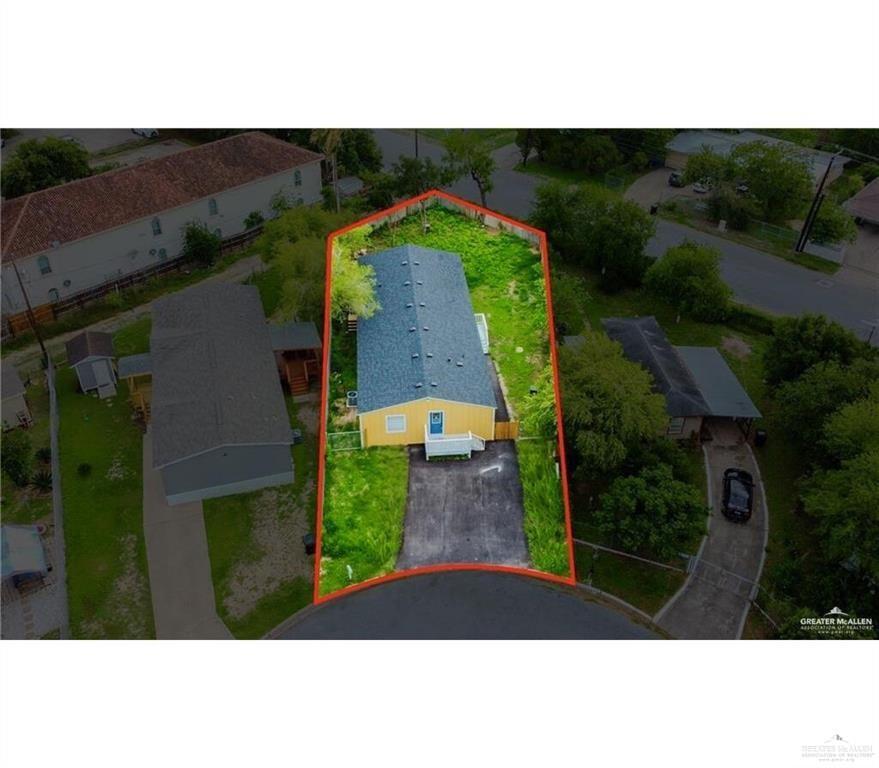 an aerial view of a house