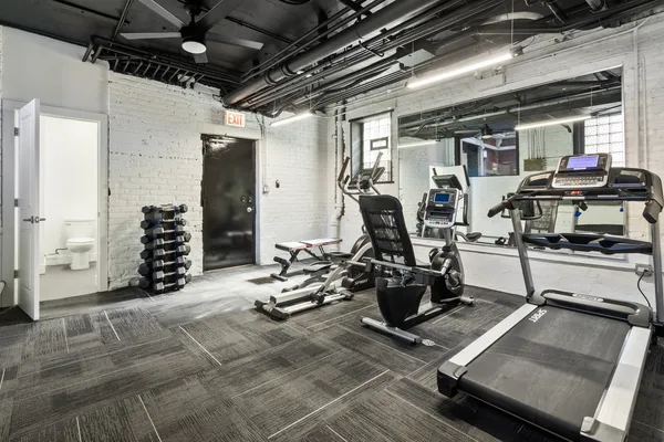 a view of a room with gym equipment
