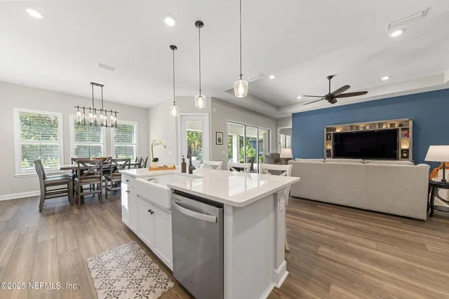 a garden with trees in the background