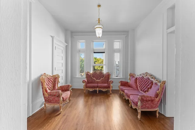 a living room with furniture
