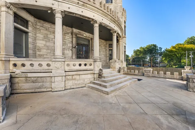 a living room with a large window