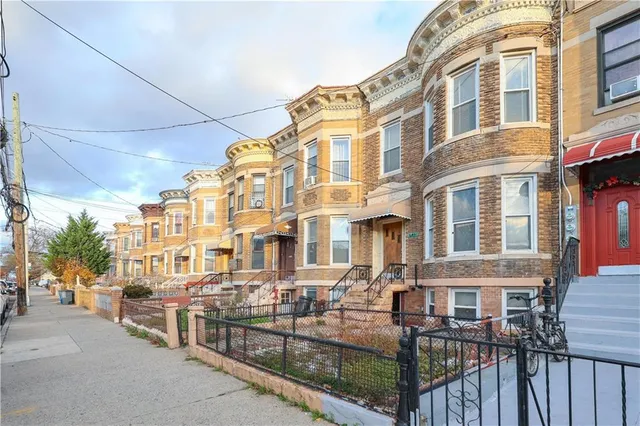 a view of a building with a large window