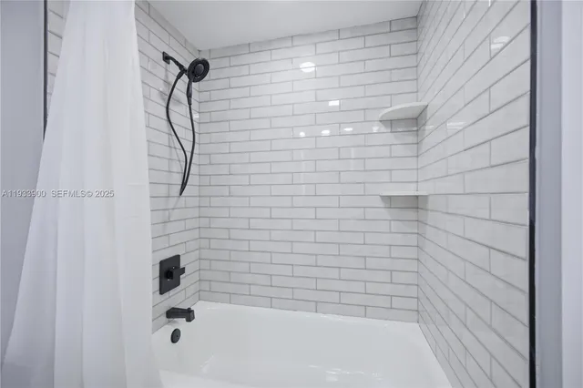 a bathroom with a bathtub