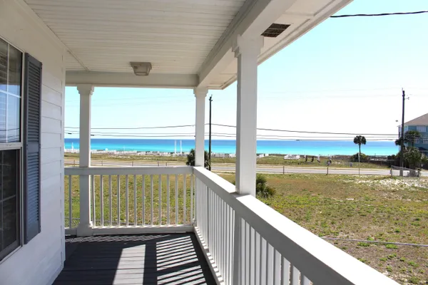 a view of balcony with ocean view