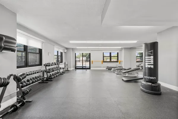 a view of a building with a garden