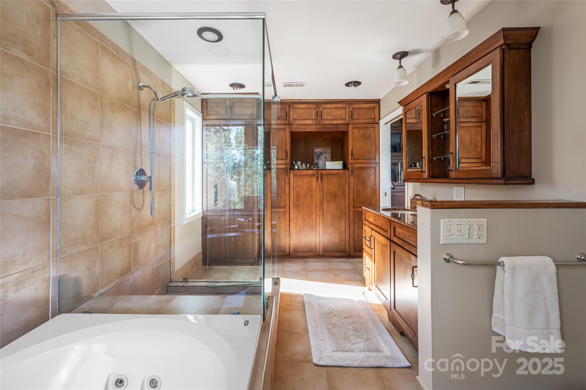 79 Horizon Hill Road Asheville, NC 28804 - Photo 27 of 48 a bathroom with a tub a mirror and a shower