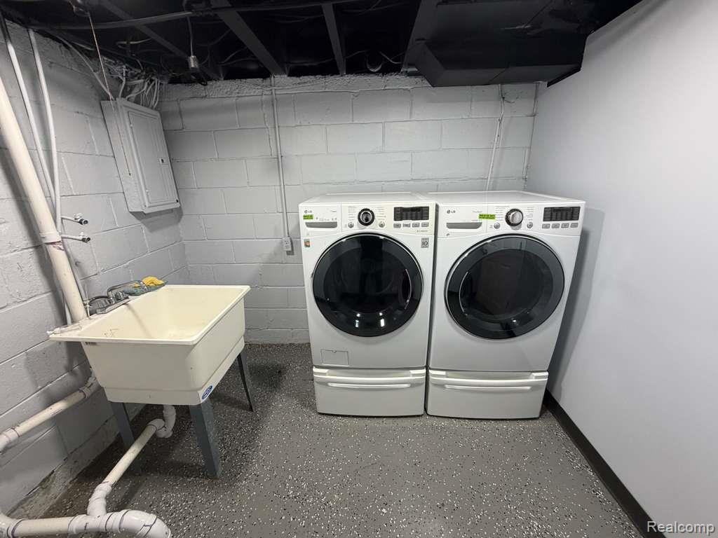 7416 Heyden Detroit, MI 48228 - Photo 15 of 16 Laundry area featuring electric panel and washing machine and clothes dryer