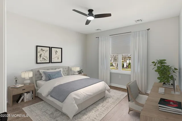 a view of a room with wooden walls