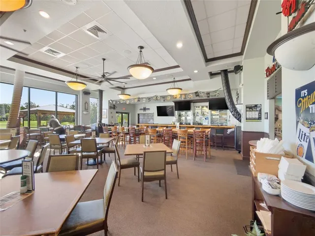 a view of a dining area with furniture