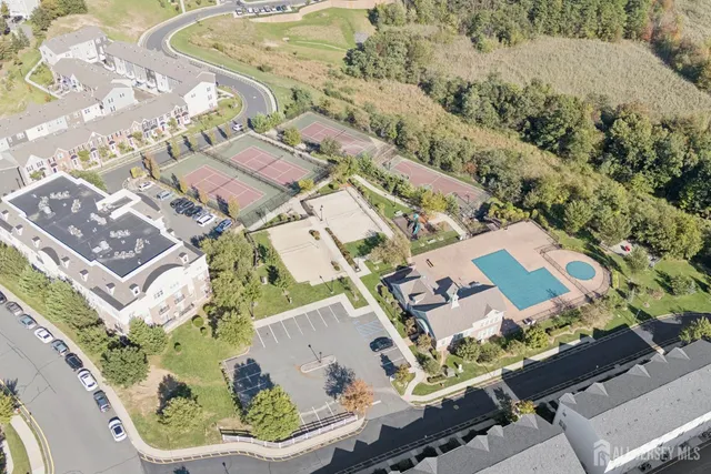 an aerial view of a house