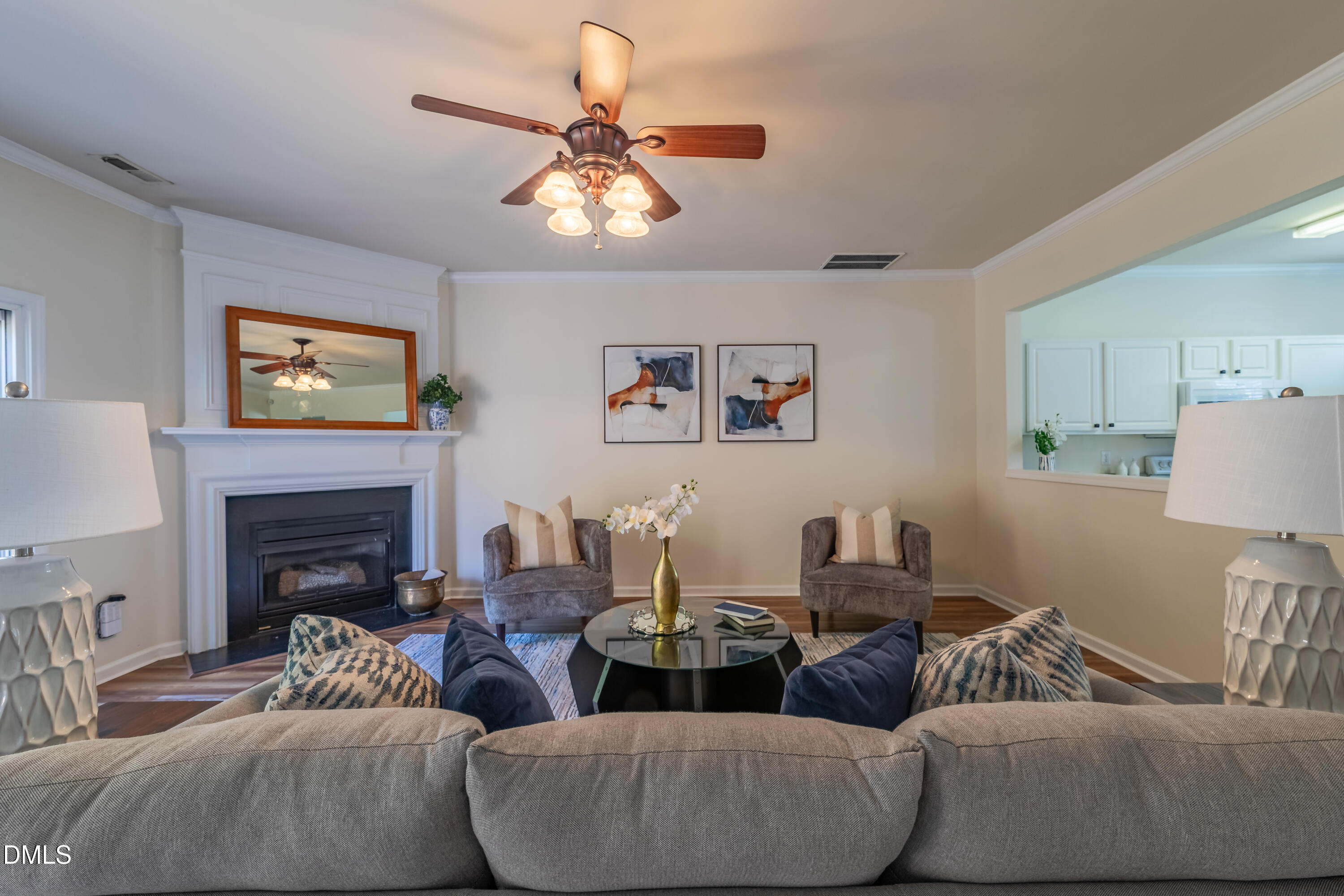 5209 Echo Ridge Road Raleigh, NC 27612 - Photo 5 of 16 a living room with furniture and a fireplace