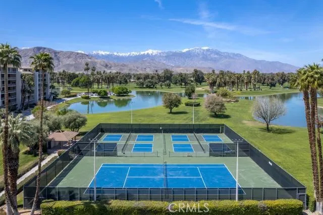 a view of a lake with a mountain