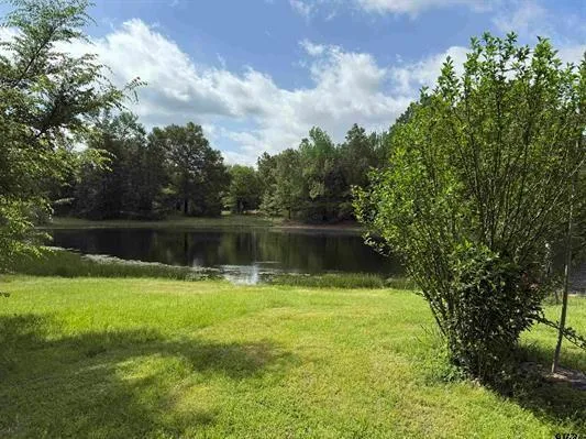 a view of a lake with a yard