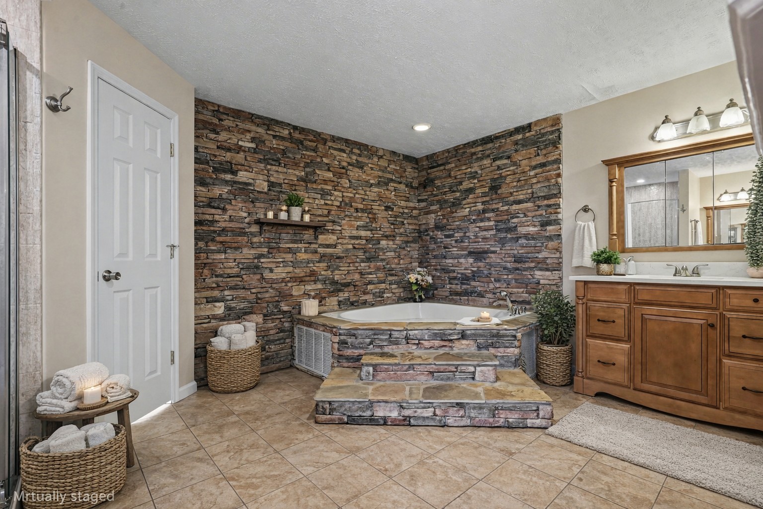 863 Rock Springs Road Castalian Springs, TN 37031 - Photo 19 of 36 a spacious bathroom with a granite countertop sink and a mirror